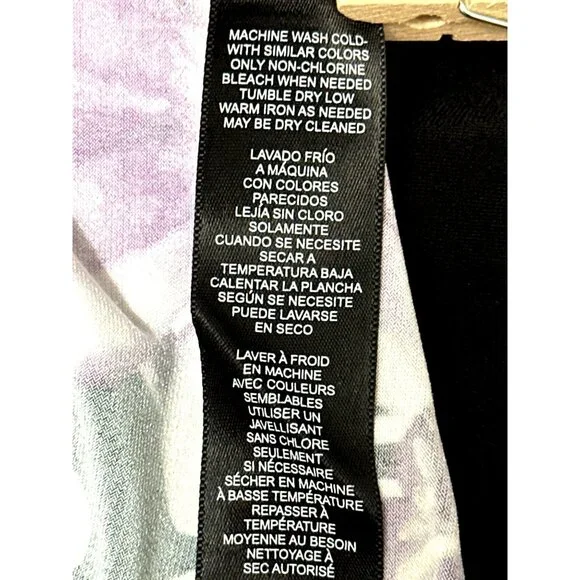 White House Black Market Medium Floral Black Purple Shift Dress Stretch Bold Des - Picture 10 of 12